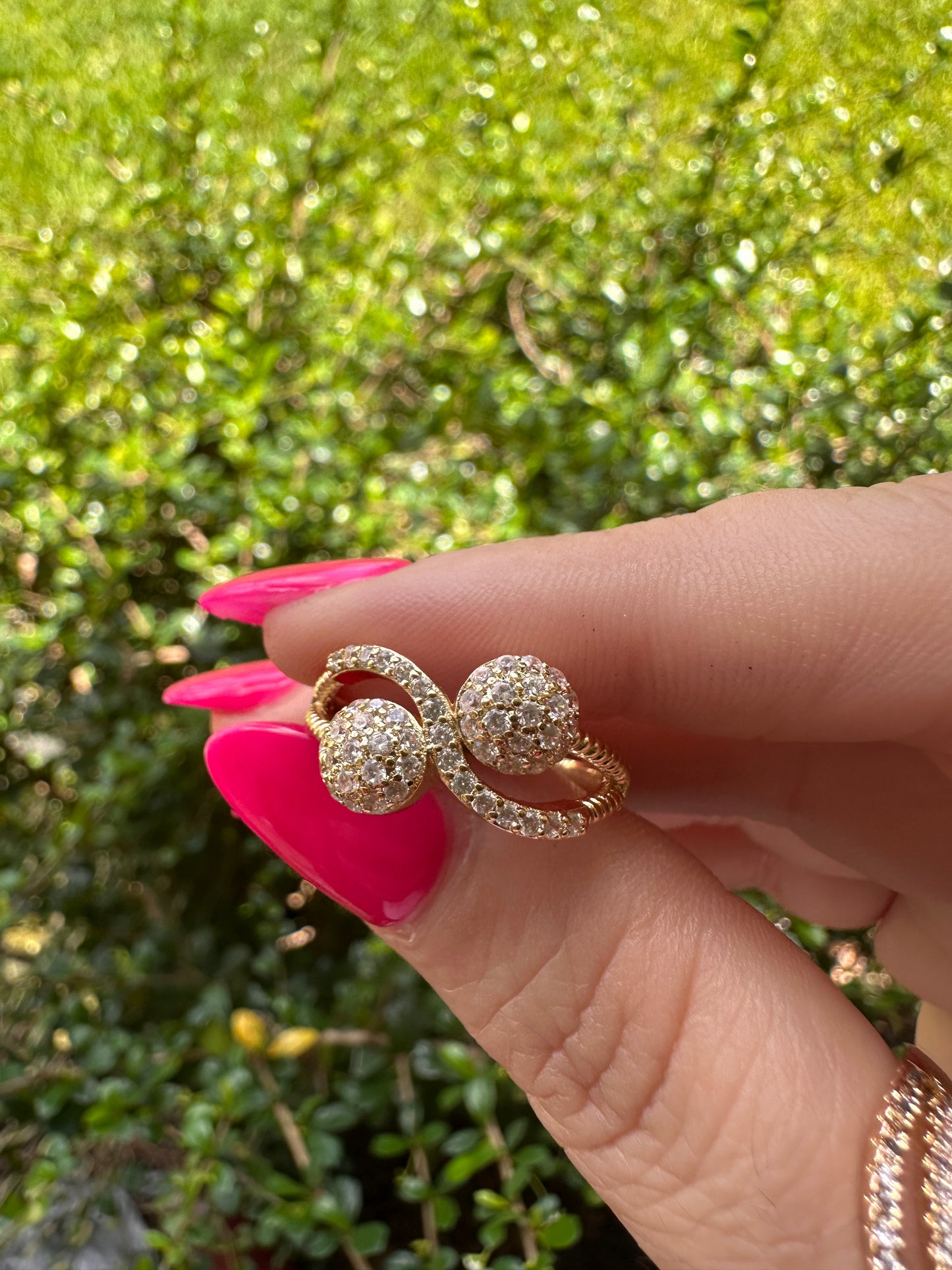 Gold-Tone Pave Crystal Double Ball Ring - Women Jewelry Gifts