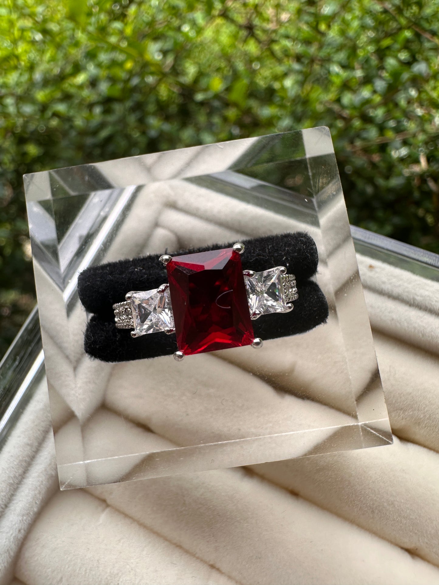 Ruby Red Ring Stainless Steel
