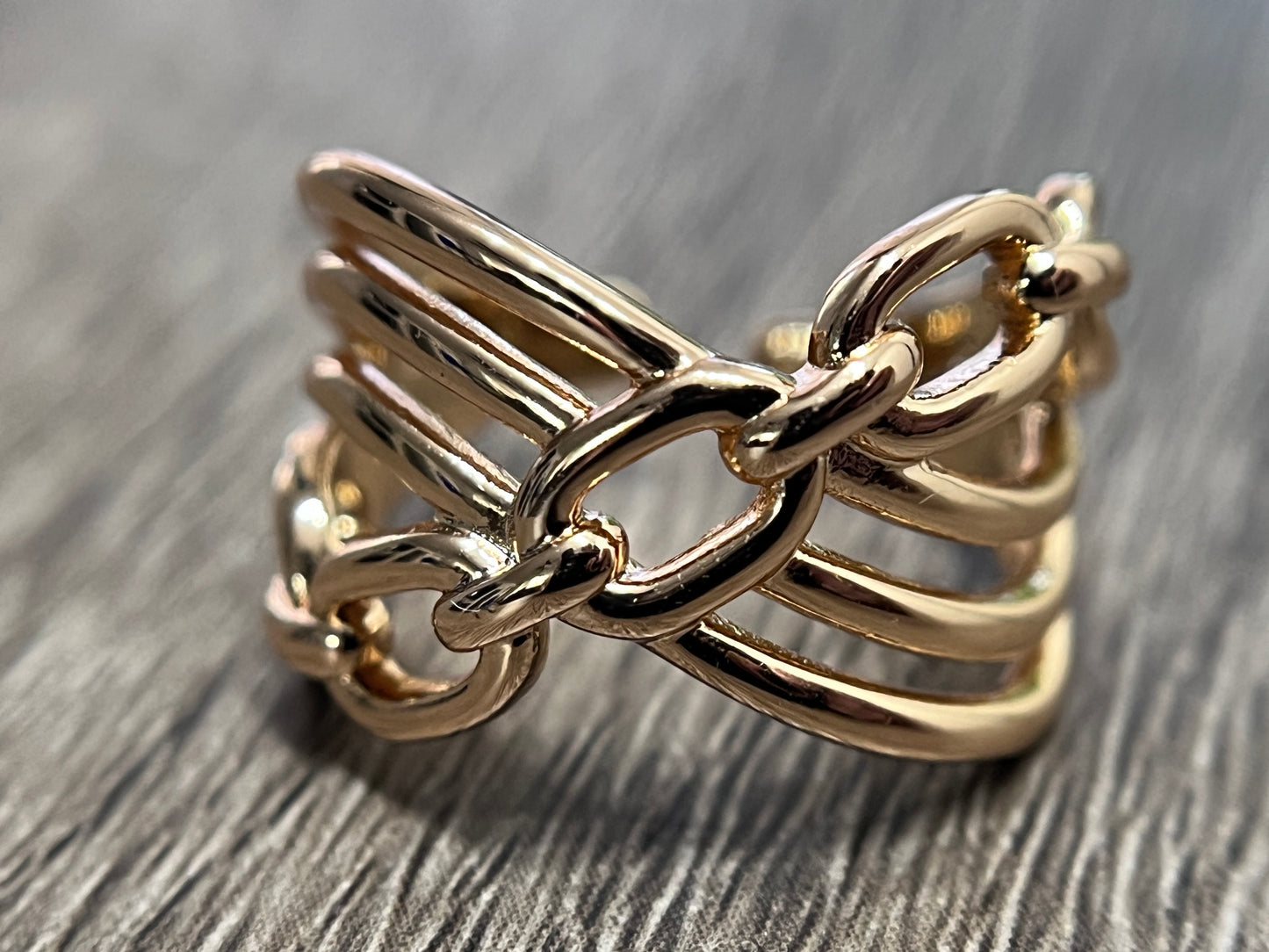 Modern Chain Link Cuff Ring