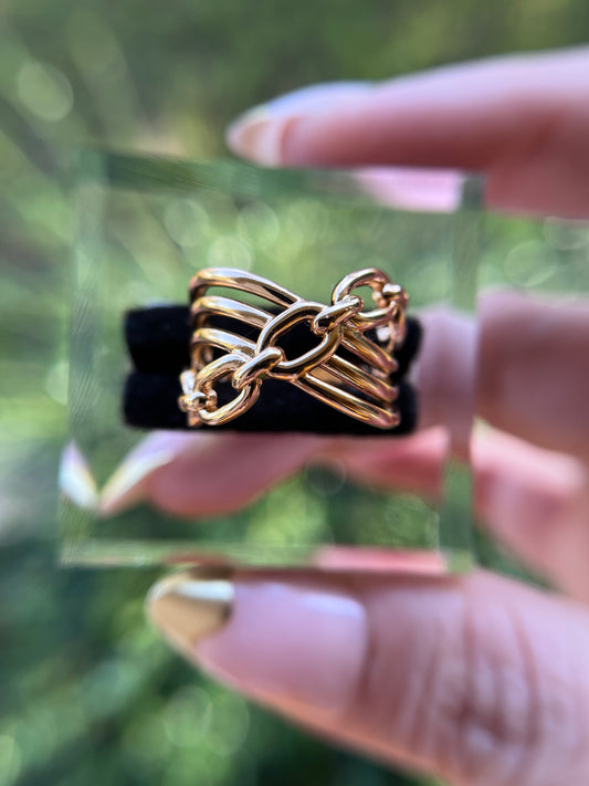 Modern Chain Link Cuff Ring