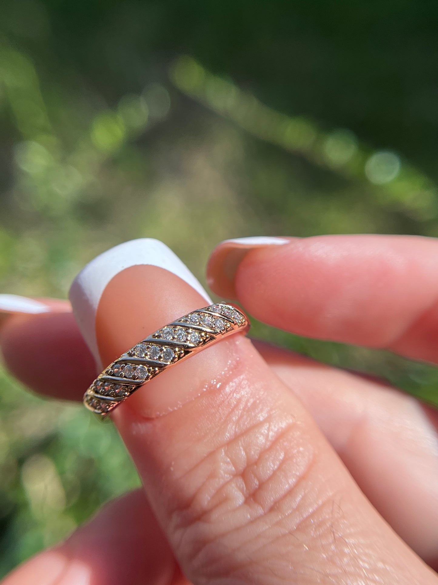 Diamond Band laminated gold ring Size 8