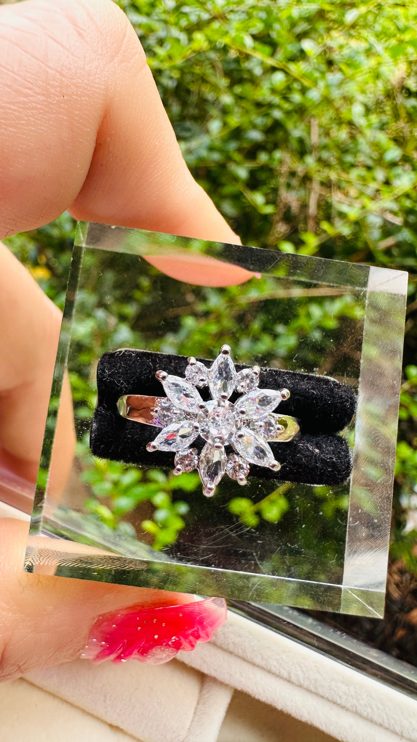 Moonflower Spark Ring Silver Stainless Steel Size 7 New