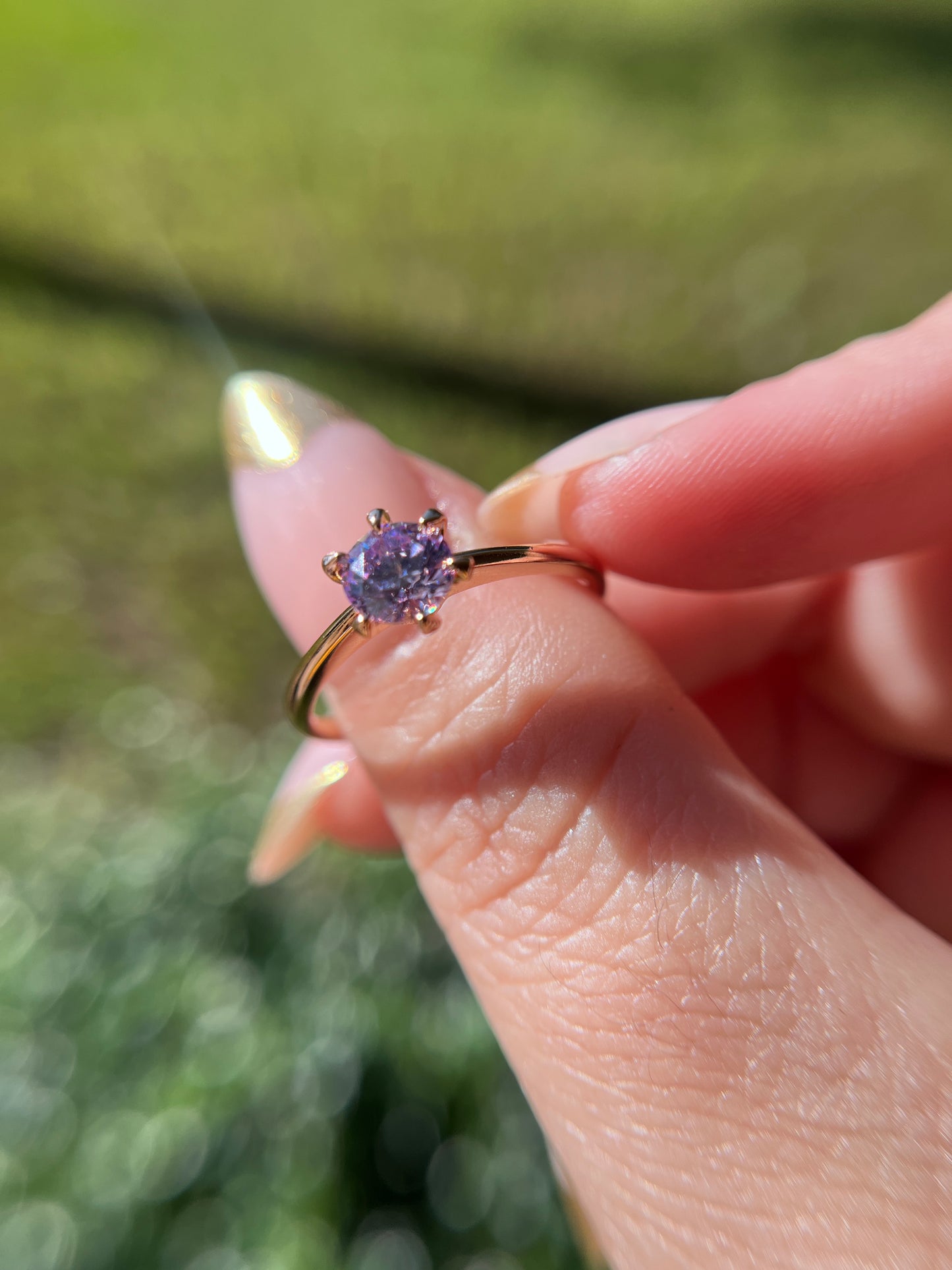 Purple Round Brilliant Cut Diamond Ring Promise Engagement