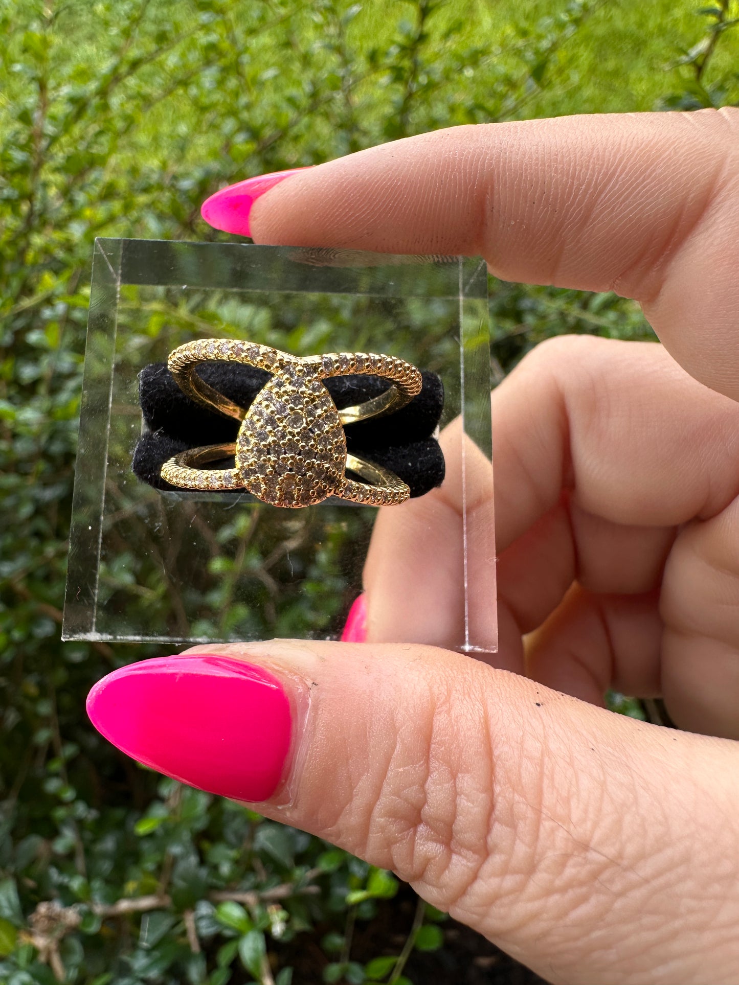 Gold Pavé Teardrop Statement Ring - Gold 14k Gold Laminated 6