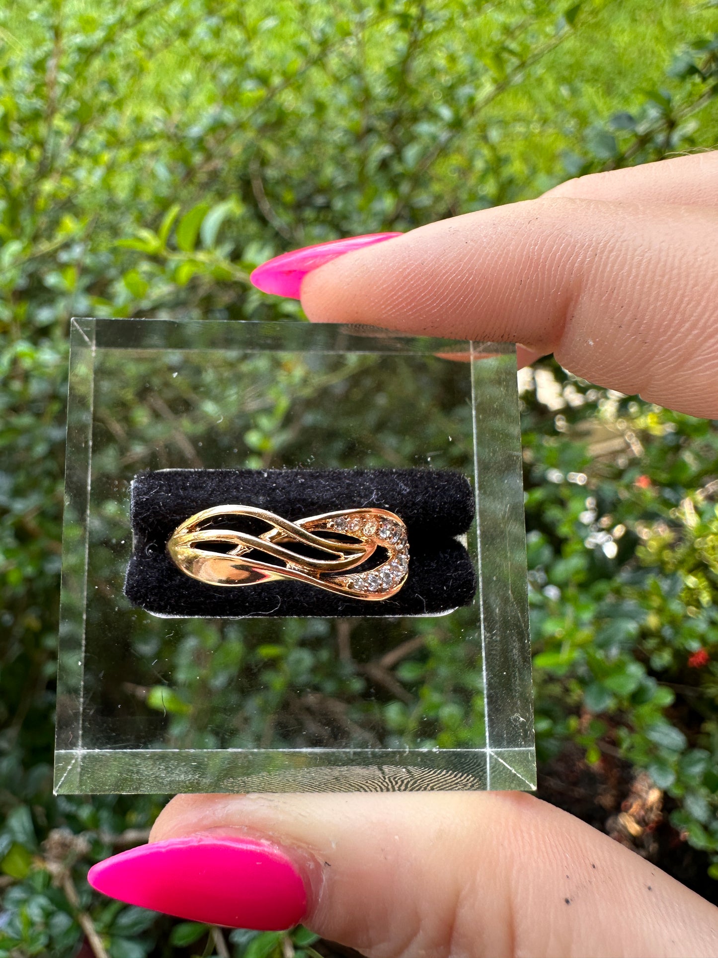 Rose Gold Swirl Ring with Crystal Accents - Women Jewelry Rings Stainless Steel