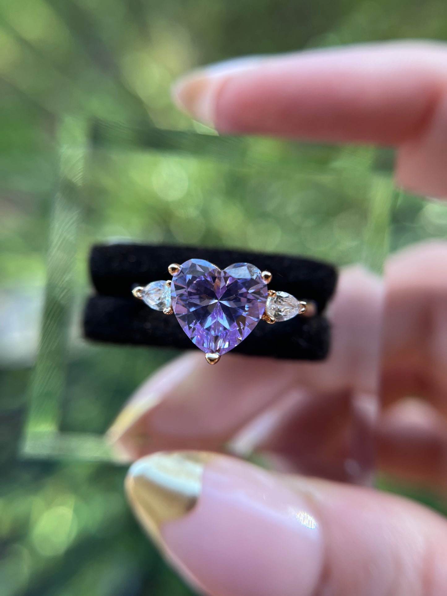 Purple Heart Diamond Ring