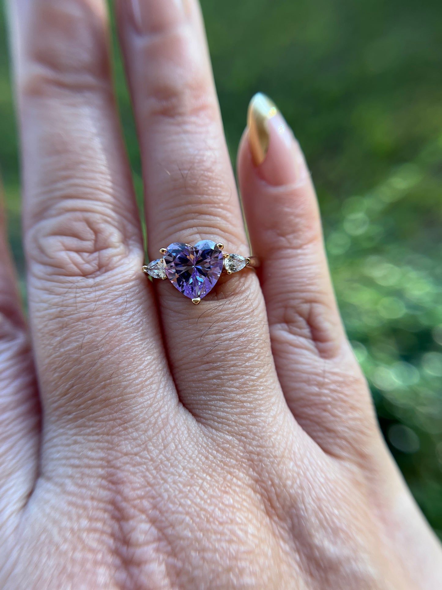Purple Heart Diamond Ring