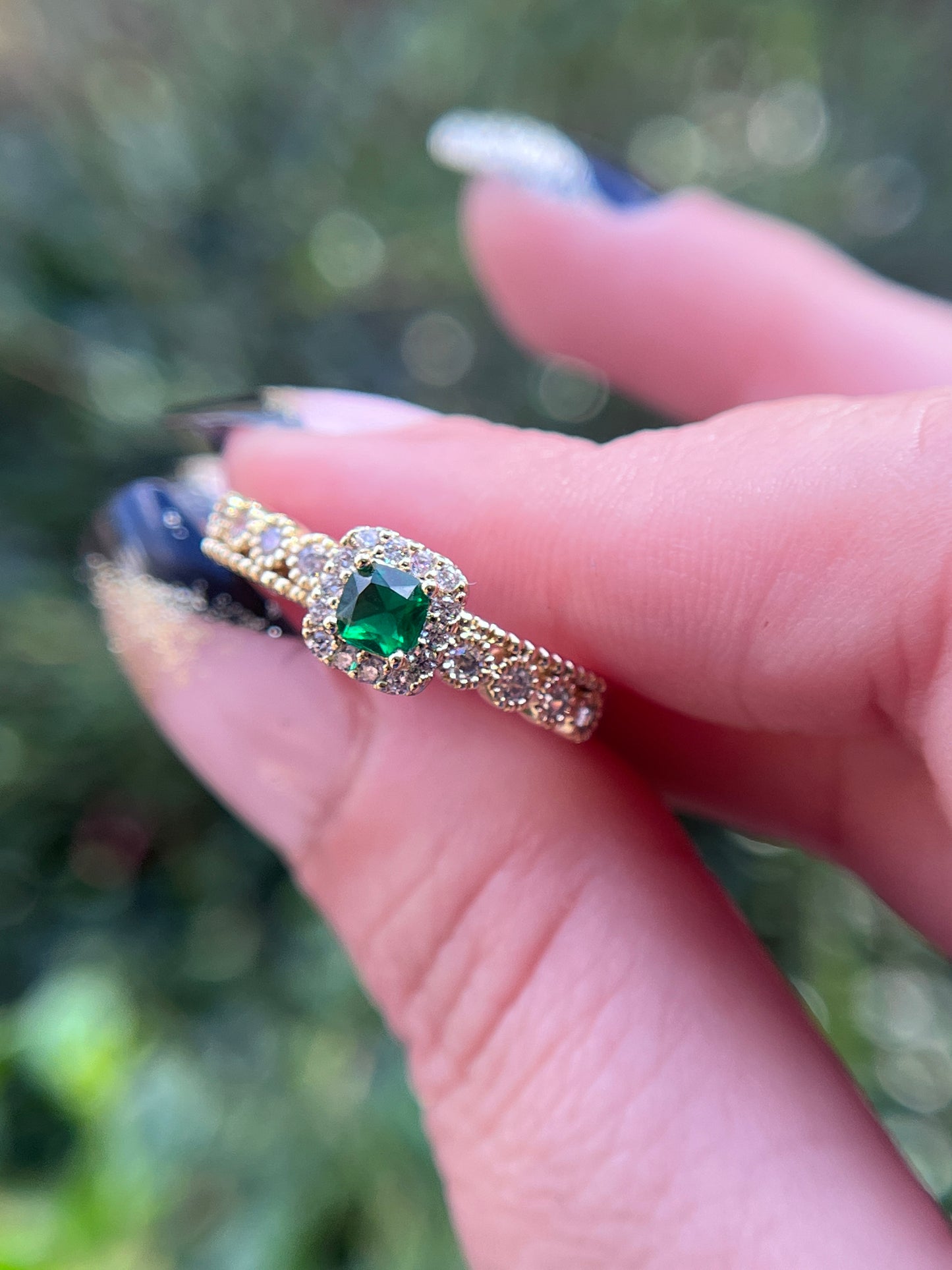 Emerald Green MAY Birthstone Ring