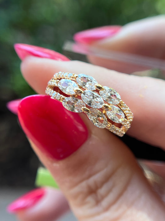 SOLITAIRE DIAMOND Ring Fashion 18k Gold Filled Size 7 Oro Laminado