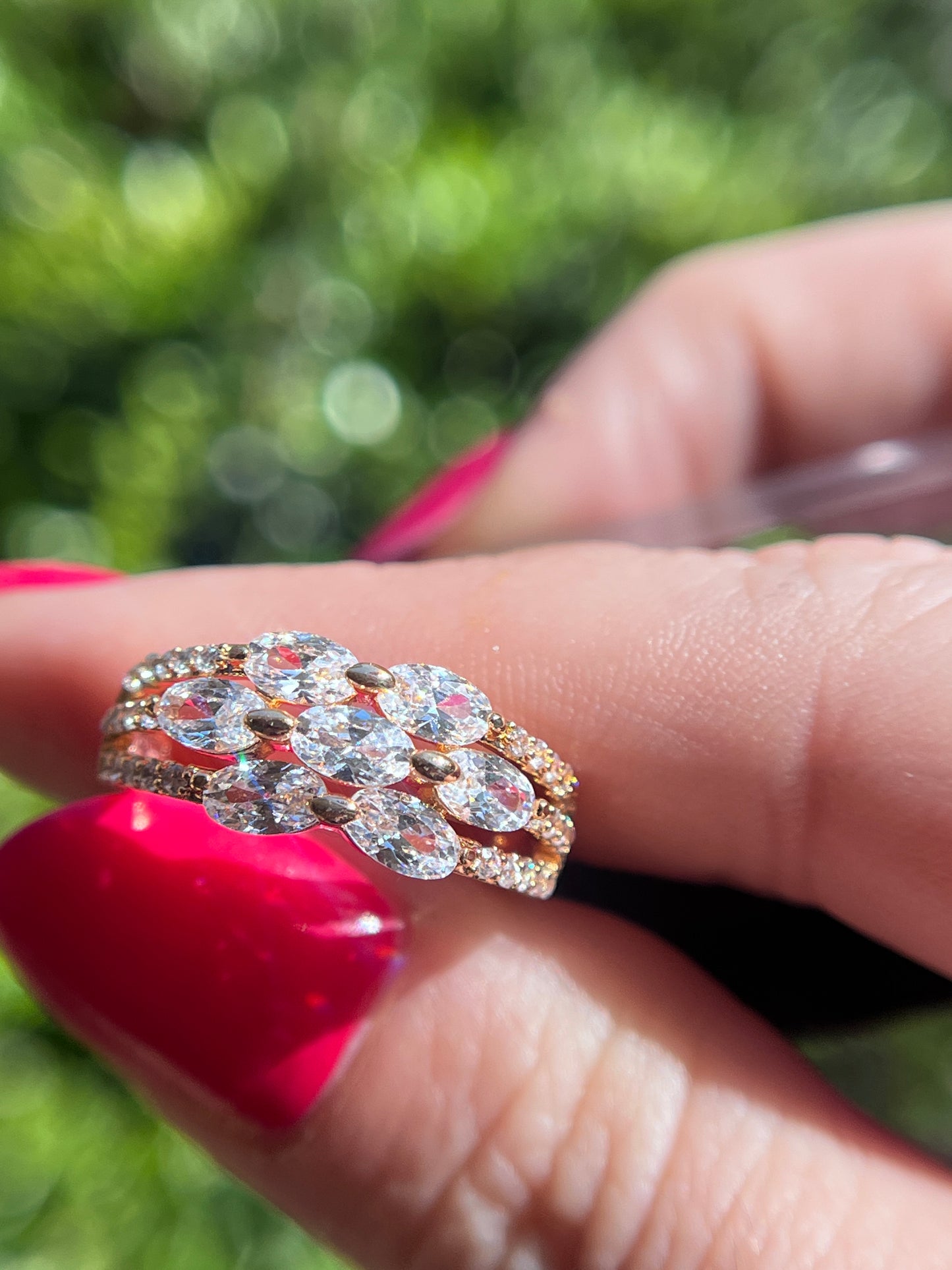SOLITAIRE DIAMOND Ring Fashion 18k Gold Filled Size 7 Oro Laminado